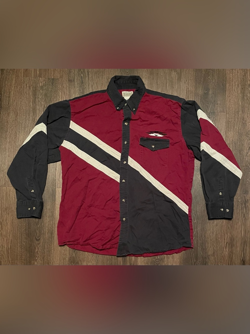 Vintage Express rider western button down shirt red and black size large